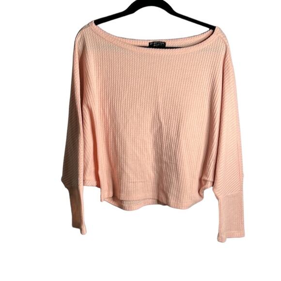 Streetwear Society Pink Waffle Knit Batwing Top Size Medium - Picture 1 of 6